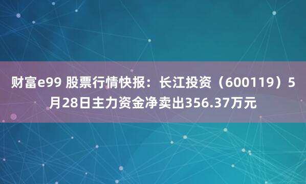 财富e99 股票行情快报：长江投资（600119）5月28日主力资金净卖出356.37万元